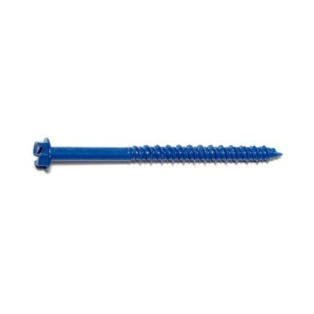 Midwest Fastener Masonry Screw, 3/16" Dia., Hex, 2 3/4 in L, Steel Blue Ruspert, 100 PK 09263